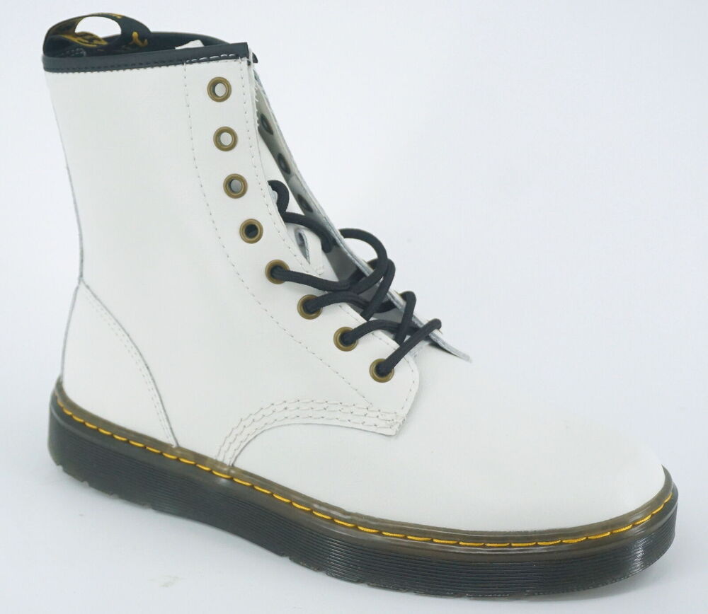 Doc Martens Zavala White 8 Eyelet Combat Ankle Boot size 10 US 42 EU Black